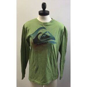 Boys XL Quicksilver Long Sleaved Green Tee Shirt